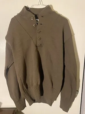 Vintage US Army Military Issue Mans OD Acrylic Sweater Sz LARGE 42/44 Brown   • $25