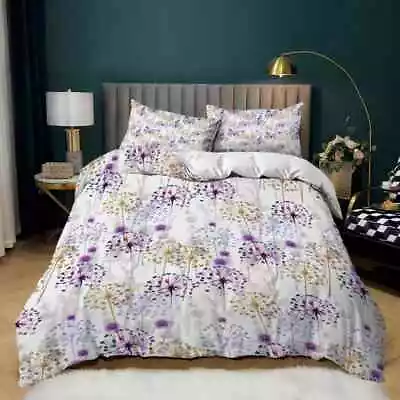 Purple Dandelion 3D Print Duvet Quilt Doona Covers Pillow Case Bedding Sets • £51.01