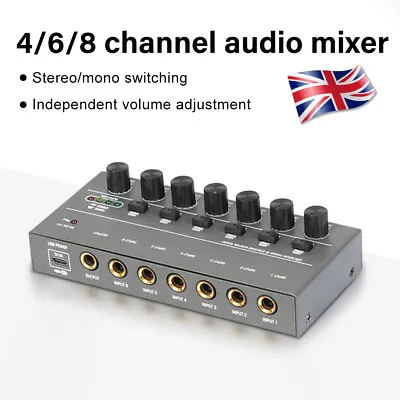 UK Ultra Low Noise 4/6/8 Channel Line Stereo Mixer Mini Audio Mixer Type-C DC 5V • £31.08