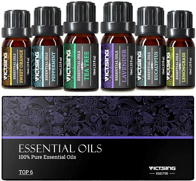 Victsing Pure Essential Oils Natural Aroma Oil Top 6/10Pcs Set Gift Box Diffuser • £9.49