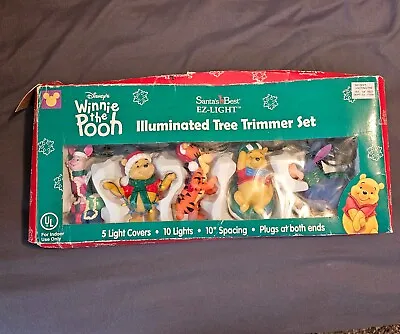 VTG Disney Winnie Pooh CHRISTMAS LIGHTS STRING Santas Best TIGGER Piglet Eeyore • $32.95