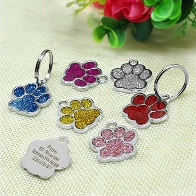 £1.20 • Buy Engraved Dog Tag Personalised ID Tags Name Paw Pet Cat Tags Animal Cat Collar 