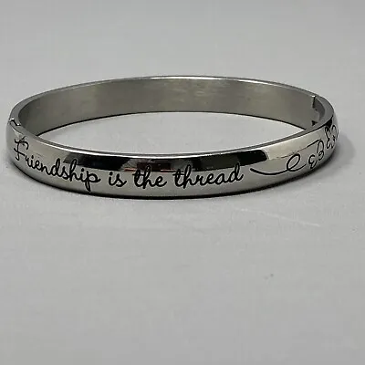 Stainless Steel Bangle Inspirational Etching Friendship Designer Quote HMK LIC 7 • $11.99