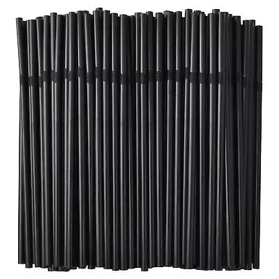 200pack Black Plastic Flexible Straws 0.23 X 7.75 Disposable Bendy Drinking St • $10.62