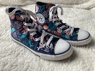 Girls Converse All Star Chuck Taylor High Top Mermaid Shoes Size 2 Girls Size • $25