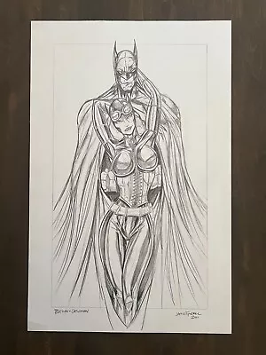 💥 Drawn & Signed Jamie Tyndall Sketch Art Batman Catwoman Commission 11x17 💥 • $549.91