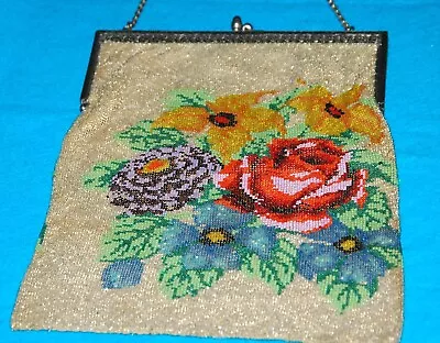 Vintage Micro Beaded Purse - Flower Design • $55