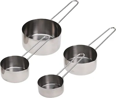 £6.90 • Buy Measuring Cups Spoons Set Of 4 Stainless Steel Kitchen Measure Baking Cooking 