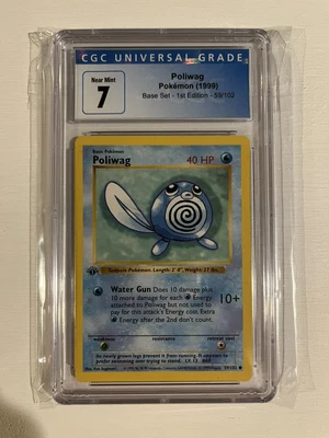 $0.99 • Buy 1999 Pokémon Base Set 1st Edition Poliwag CGC 7