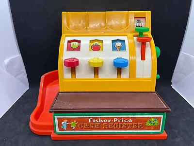 Vintage 1974 Fisher Price Cash Register Great Graphics Drawer Opens Bell Rings • $19.99