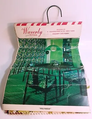 Vintage 60s MOD Waverly Bonded Schumacher NY Polynesian Pattern Fabric Samples • $45.95