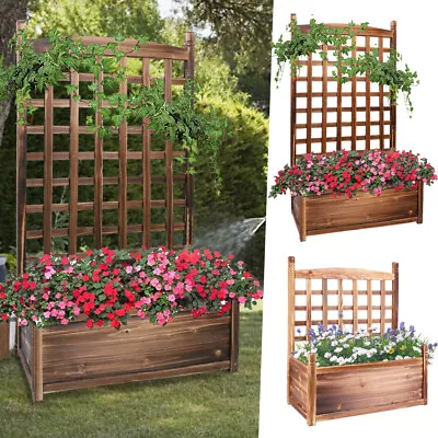 Vintage Plant Bed Wood Raised Planter Climb Elevated Container Trellis Outdoor • $53.93