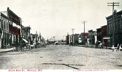 1907 South Main St Mayville WI Postcard Dodge E C Kropp Frank Fell Dirt Rd Horse • $14.99