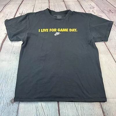 Nike Shirt Adult M Medium Black Yellow Swoosh I Live For Game Day Football Mens • $3.13