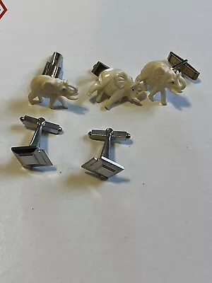 Vintage Elephant Tie Clip & Cufflinks Cuff Links • $9.99