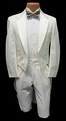 Men's Ivory Tuxedo Tailcoat Retro Prom Wedding Groom Mardi Gras 42 Regular • $79.99
