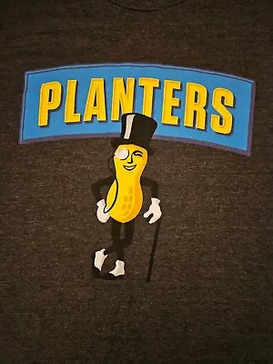 Planters Peanuts T-shirt Men's Size Large Mr. Peanut Gray Crewneck Tee Top Hat • $13.72