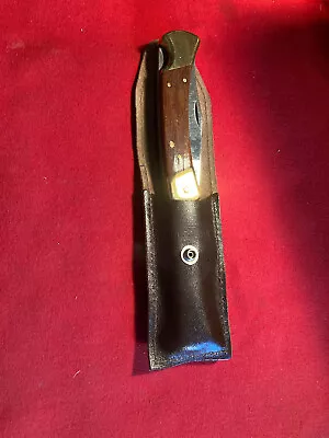 Vintage Sears Craftsman USA  Folding Hunter Knife Wood Handle W/ Sheath • $49.95