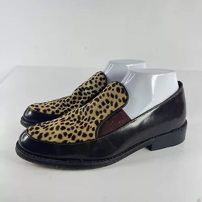 Greater LA Women's Leather Cheetah Calf Hair Loafers US 9 Slip On Dress Shoes • $42.19