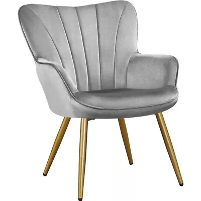 Tub Chair Modern Accent Chair Curved Back Velvet Upholstered Armchair Metal Legs • £45