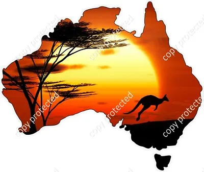 Australian Sunset Kangaroo Flag Kangaroo Bumper Sticker Decal Car Caravan Ute V2 • $7.99