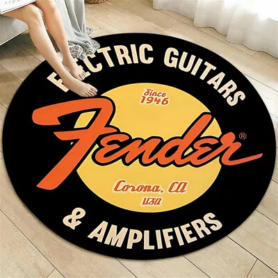Fender Guitar Rock Round Carpet Area Rug Fannel Floor Mat Home Music Lover • $25.78