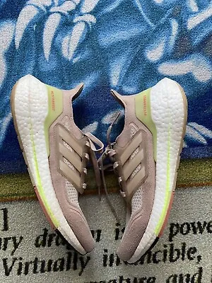 Adidas UltraBoost 21 Womens Size 8 Shoes Ash Pearl Rose White Running Sneakers • $44.99