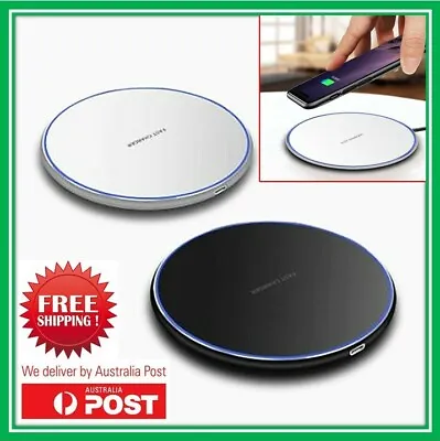 $12.95 • Buy Qi Wireless Charger FAST Charging Pad For IPhone 12 11 X XS 8 8+ Samsung WH/BK
