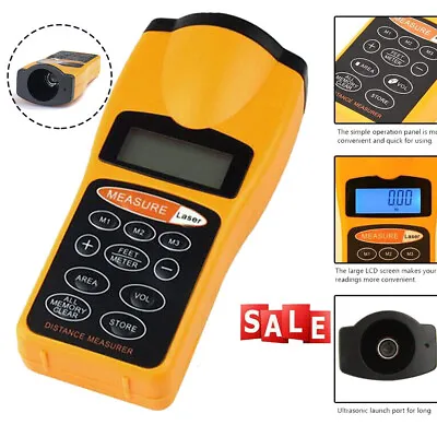 Handheld Digital Laser Point Distance Meter Measure Tape Range Finder Ultrasonic • £14.89