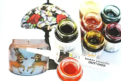 £11.99 • Buy SOLVENT BASED Glass Paints Transparent Stained With Outliner Leaded Effect Set