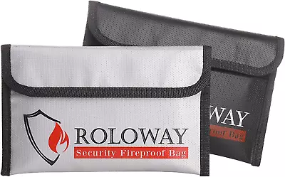 ROLOWAY Fireproof Bag (5 X 8 ) Money Wallet Cash Fireproof Bag (2-Pack) • $13.18