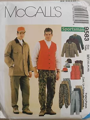 McCalls Pattern 9583 Sportsman Men's Hunting Jacket Vest Pants Hat Size 42 44 46 • $29.99