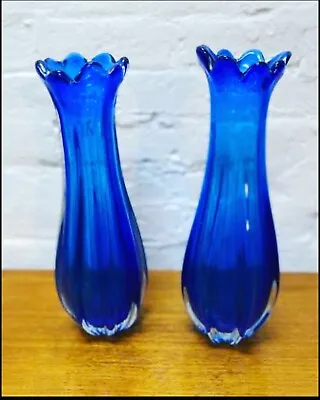 Mid Century Vase $89 Ea . Art Glass. Vintage Cobalt Blue 2 Available. $89 Eaz  • $89