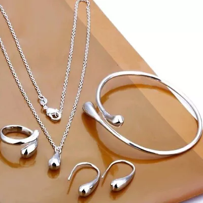 Fashion 925 Silver Gold Necklace Earrings Bracelet Rings Set Women Jewelry Gifts • $2.91