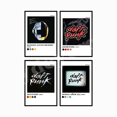 DAFT PUNK Discography Aesthetic Colour Pallette Album Music Poster Prints • £5