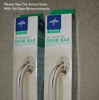 2 Medline Bath Safety Grab Bar 18  19 21 See Picture Textured Grip Anodized Stee • $21.99