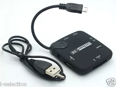 MICRO USB HOST OTG 3 Port HUB & CARD READER Power Cable Samsung Galaxy Tab3 10.1 • $14.99