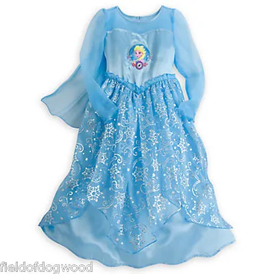 NWT Disney Store ELSA Deluxe Nightgown Costume Frozen 5/6 7/8  • $35.99