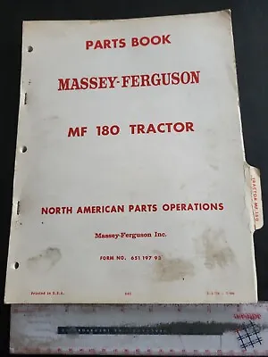 Vintage Original 1966 Massey Ferguson MF 180 Tractor Parts Book Manual 175 1105 • $27.33