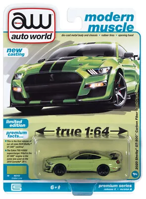 $7.99 • Buy 2022 AUTO WORLD 1:64 *PREMIUM 2A* Grabber Lime 2020 Shelby GT-500 Mustang NIP!