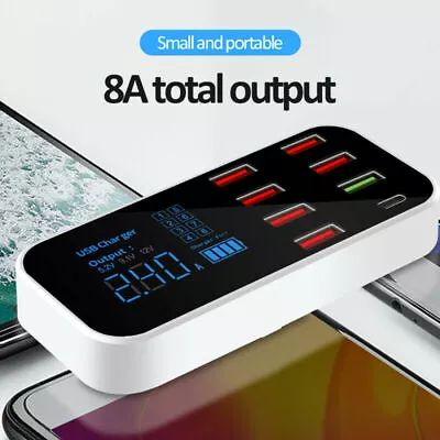 8-port USB Car Display Charger Station Hub For IPhone Samsung QC3.0 FAST Type-C  • $16.61