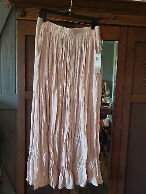 Nieman Marcus Joan Vass Lined Skirt NWT Light Pink Greyline Sz L BoHo Broomstick • $18