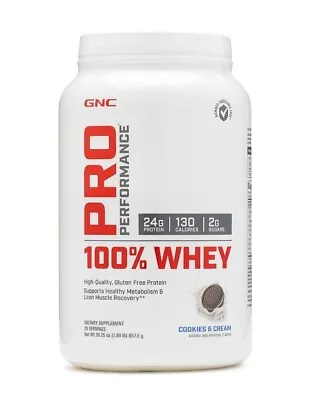 GNC Pro Performance 100% Whey Cookies & Cream 1.89 Lb 25 Servings Exp 12/24 • $37.99