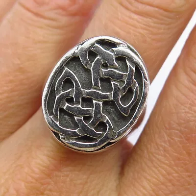 925 Sterling Silver Celtic / Viking Knot Signet Ring Size 9 1/4 • $64.99