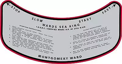 Vintage Antique 1930s MONTGOMERY WARD SEA KING OUTBOARD MOTOR CONTROL 4  Decal • $9
