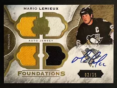 2015 Upper Deck The Cup Foundations Mario Lemieux /15 Auto Game Worn Jersey • $187.50