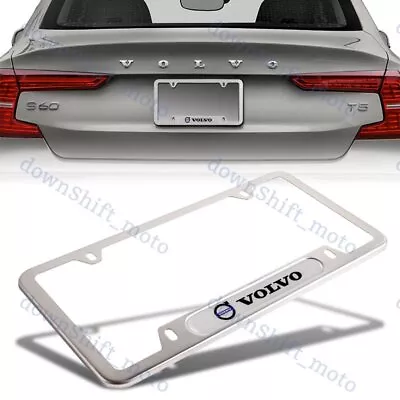 For 1PCS VOLVO Silver Stainless Steel Metal License Plate Frame New • $10.99