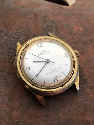 Vintage Timex Men Gold Tone Day Date Automatic Watch • $17.99