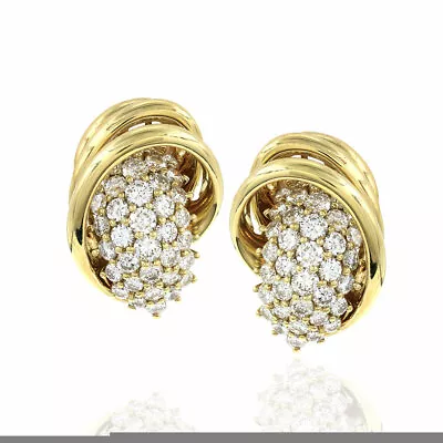 $9000 • Buy Jose Hess 3.56ctw Diamond Cluster Earrings In 14K Yellow Gold