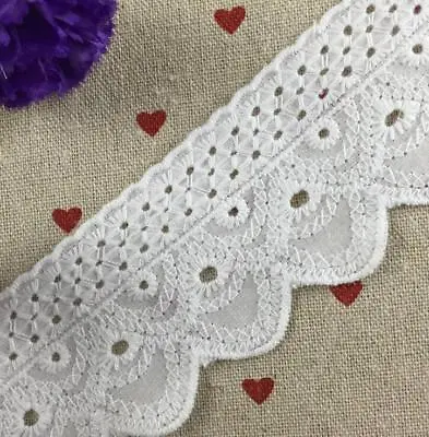 5 Yards White Soft Cotton Embroidery Lace Trim Sewing Clothing Accessories • £3.42